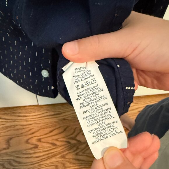 Children's Place navy button down 100% cotton 3T - Picture 3 of 4